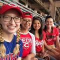 Julia Hoyda, Alicia Bedolla, Feni Kadakia, and Emily Johnson take in a game