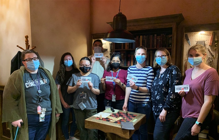 Photo of lab members team building