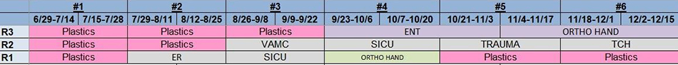 Mock Junior Rotation Schedule