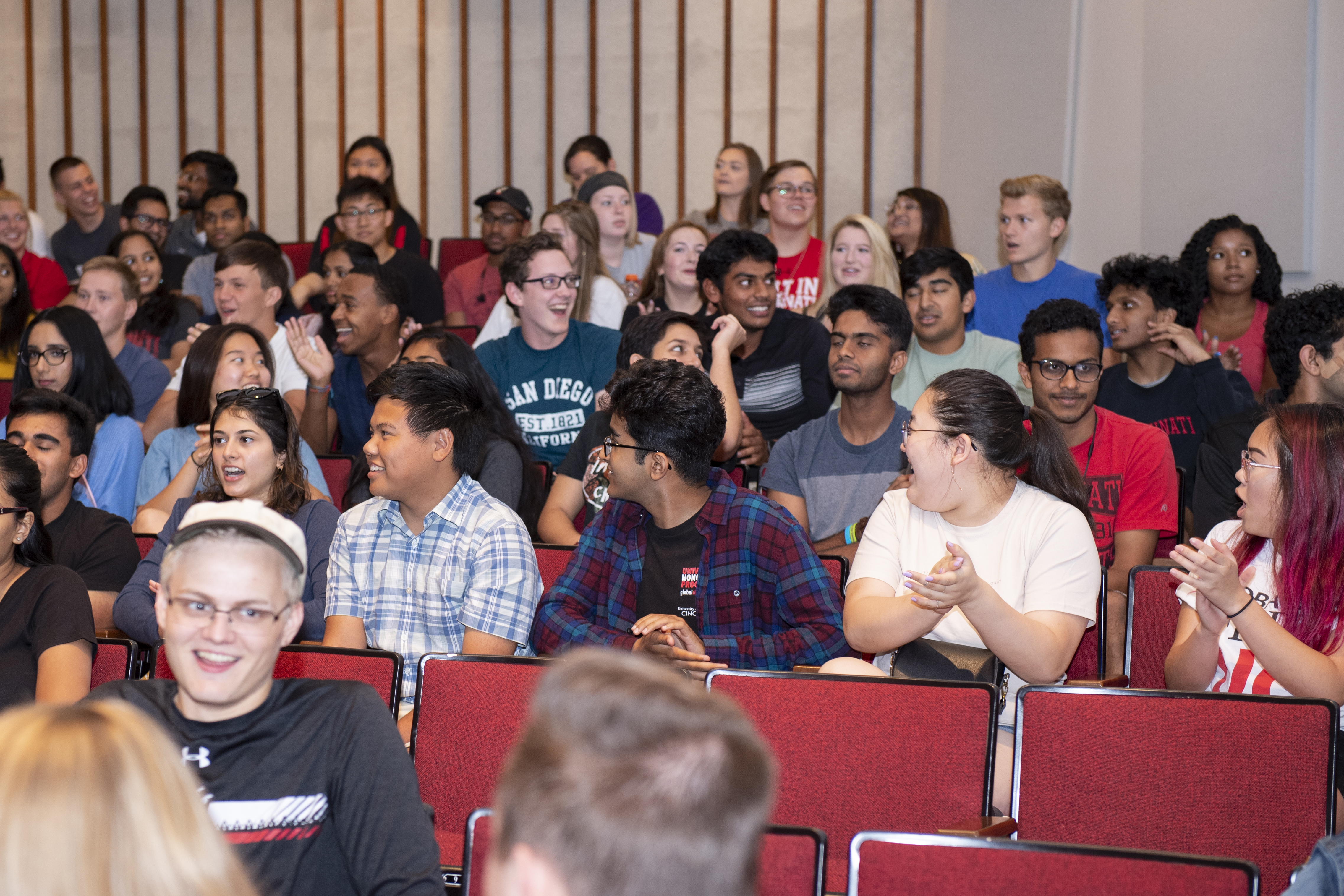 First day of college class photo
